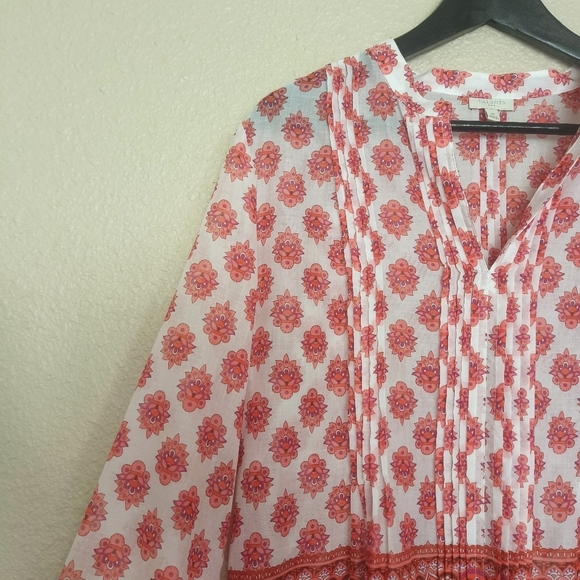 TALBOTS top colorful blouse with lightweight designs printed long sleeve size‎ M - Picture 5 of 13